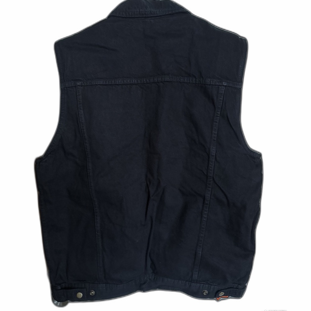NWT Milwaukee Performance Mens Black Denim Motorcycle Biker Vest size large - Picture 2 of 5